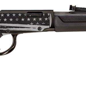 Rossi RL22181SYEN21 Rio Bravo  22 LR 15+1 18" Black Polished Alloy Steel Barrel, Black w/Engraved US Flag Aluminum Receiver, Black Synthetic Fixed Stock