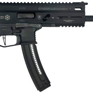 Grand Power 8588005808606 TR22 Stribog 22 LR 25+1 8" Black Threaded Barrel, Black Picatinny Rail Receiver, Black Aluminum Frame w/Lower & Rear Picatinny Rail,  Black Polymer Grips