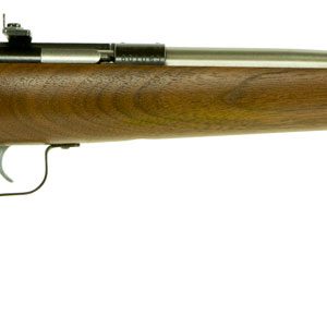 Crickett KSA3238 Youth 22 LR 1rd 16.12" Stainless Steel Barrel, Fixed Front/Adjustable Rear Peep Sights, Walnut Stock w/11.5" LOP, Rebounding Firing Pin Safety