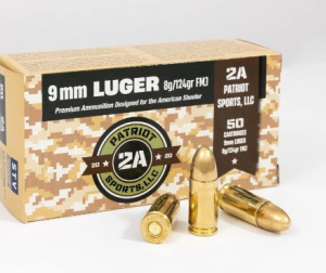 PATRIOT SPORTS AMO 9MM 124GR FMJ 50RD ( 20 BOXES PER CASE )
